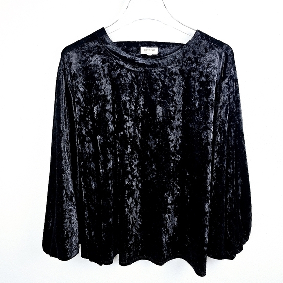 World Market Black Velvet Bat Wing Shirt - Picture 1 of 5